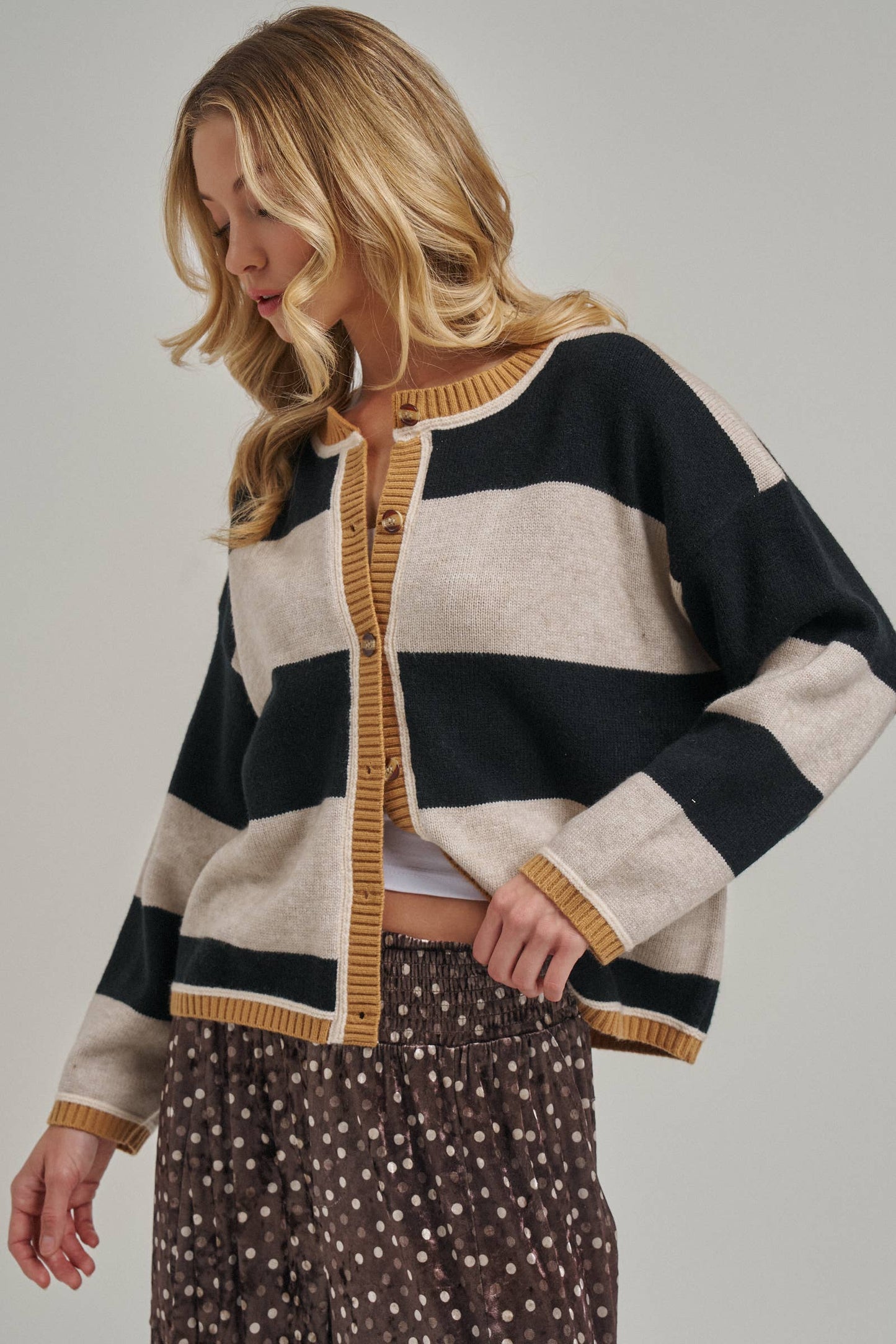Everyday Cozy Fall Cardigan - Wide Stripe
