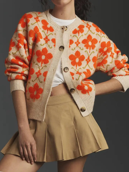 Vintage Floral Pattern Cardigan