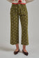 Mid Rise Polka Dot Wide Leg Pant - Olive
