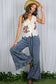 Flared Ruffle Hem Washed Crop