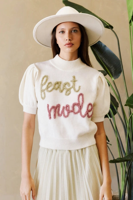 Feast Mode Lurex Embroidered Sweater