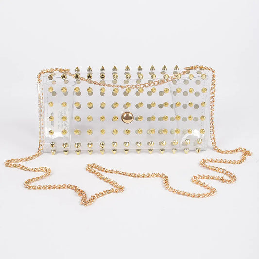 Spike Studded Clear Clutch