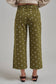 Mid Rise Polka Dot Wide Leg Pant - Olive