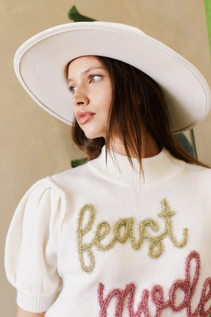 Feast Mode Lurex Embroidered Sweater