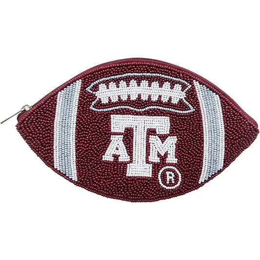 A&M Football Beaded Pouch