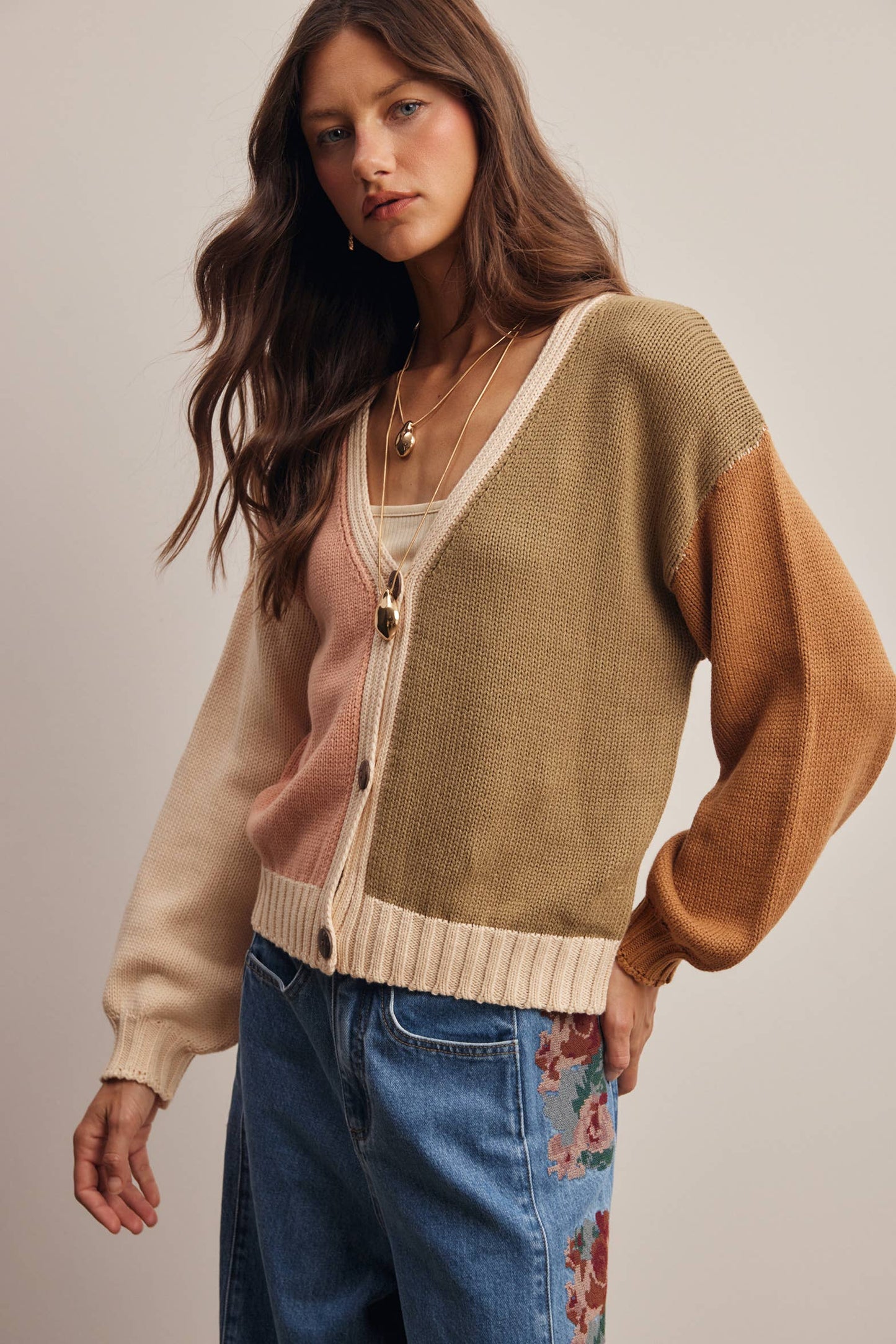 Color Block Knit Cardigan