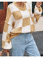 Checker Seam Exposed Crewneck Sweater