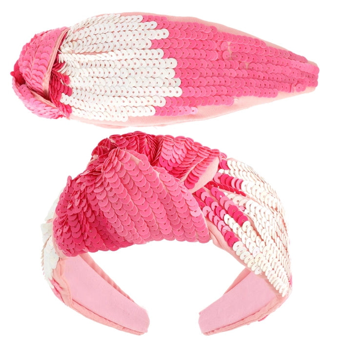 Valentine Tricolor Sequin Top Knotted Headband