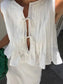 Pleated Bow Tie Front Sleeveless Top