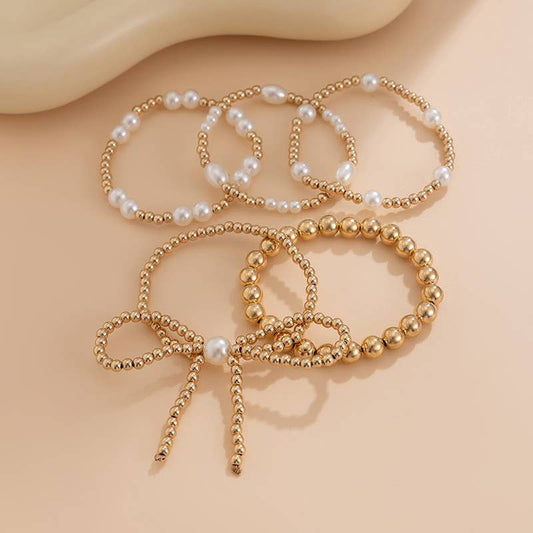 Multi - Layer Pearl Bow Bracelet