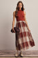 Mock Neck Mixed Plaid Midi