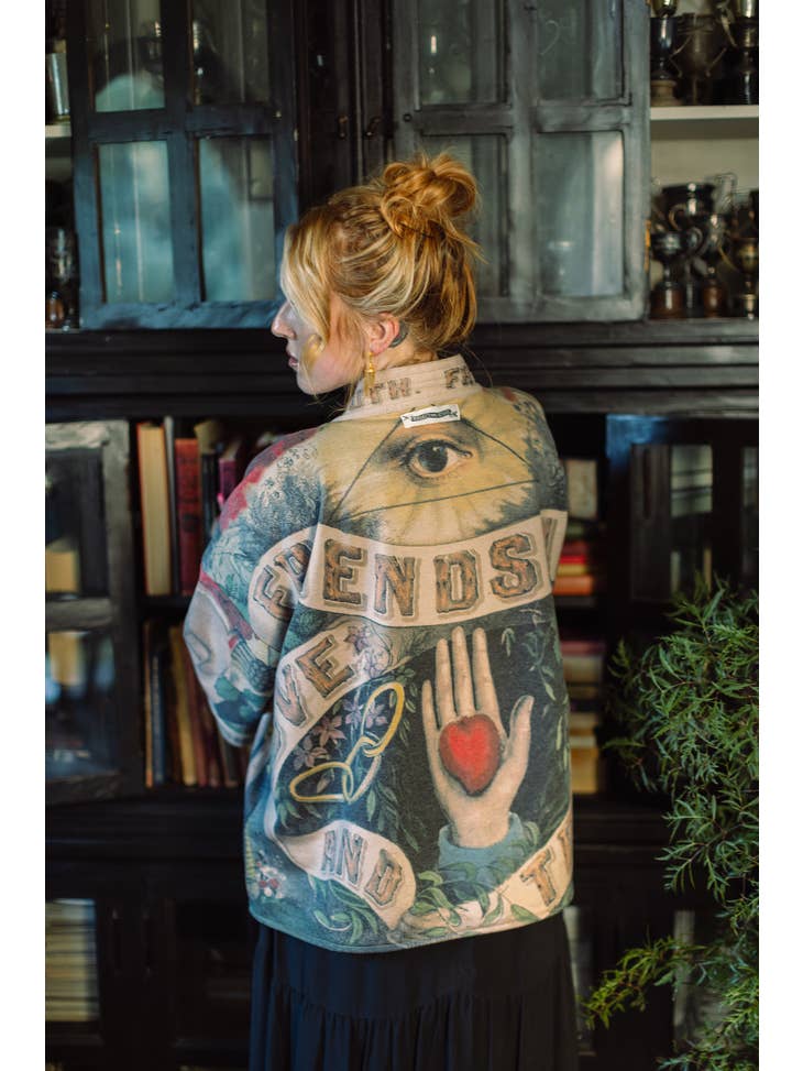 Friendship Love & Truth Cozy Fleece Cardigan Kimono Jacket