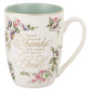 Mug Cream/Green Floral Give Thanks Ps. 107:1