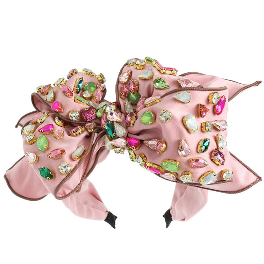 Holiday Gemstone Embellished Large Bow Headband