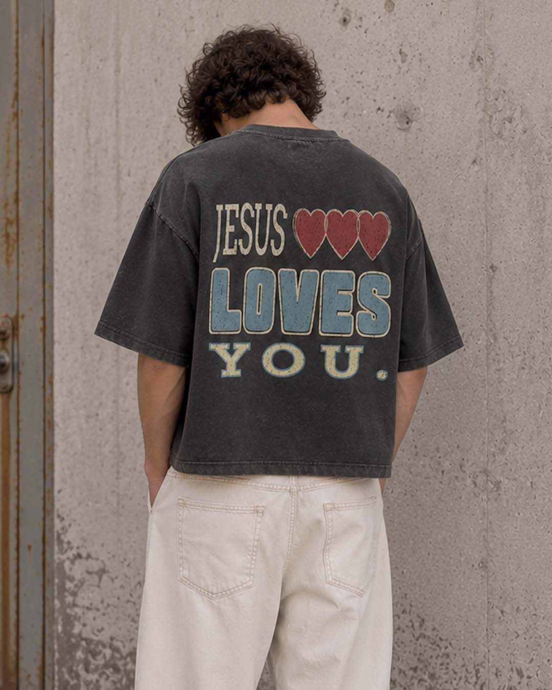 "He's Coming Back" Crop Tee - Vintage Black