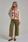 Mid Rise Polka Dot Wide Leg Pant - Olive