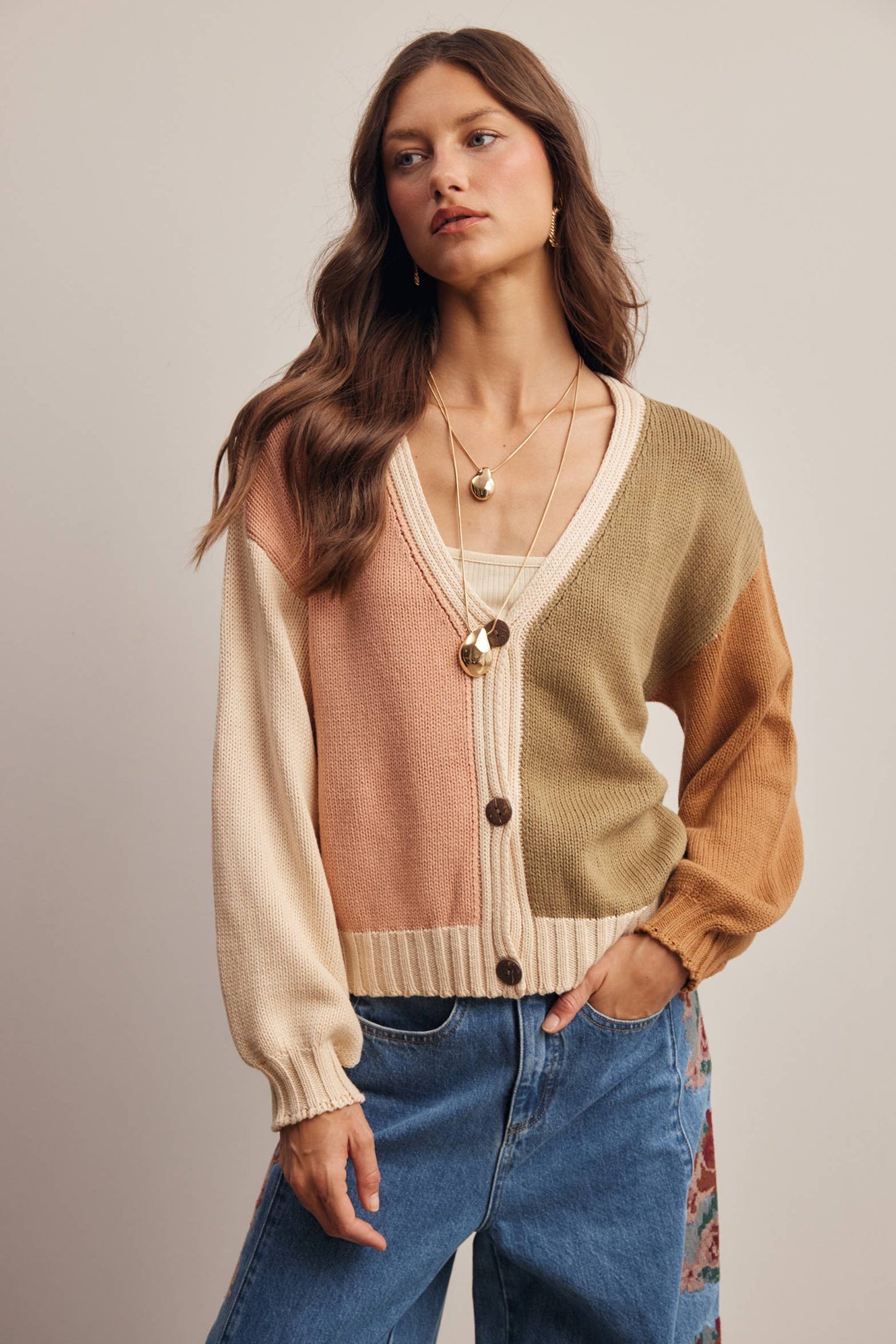 Color Block Knit Cardigan
