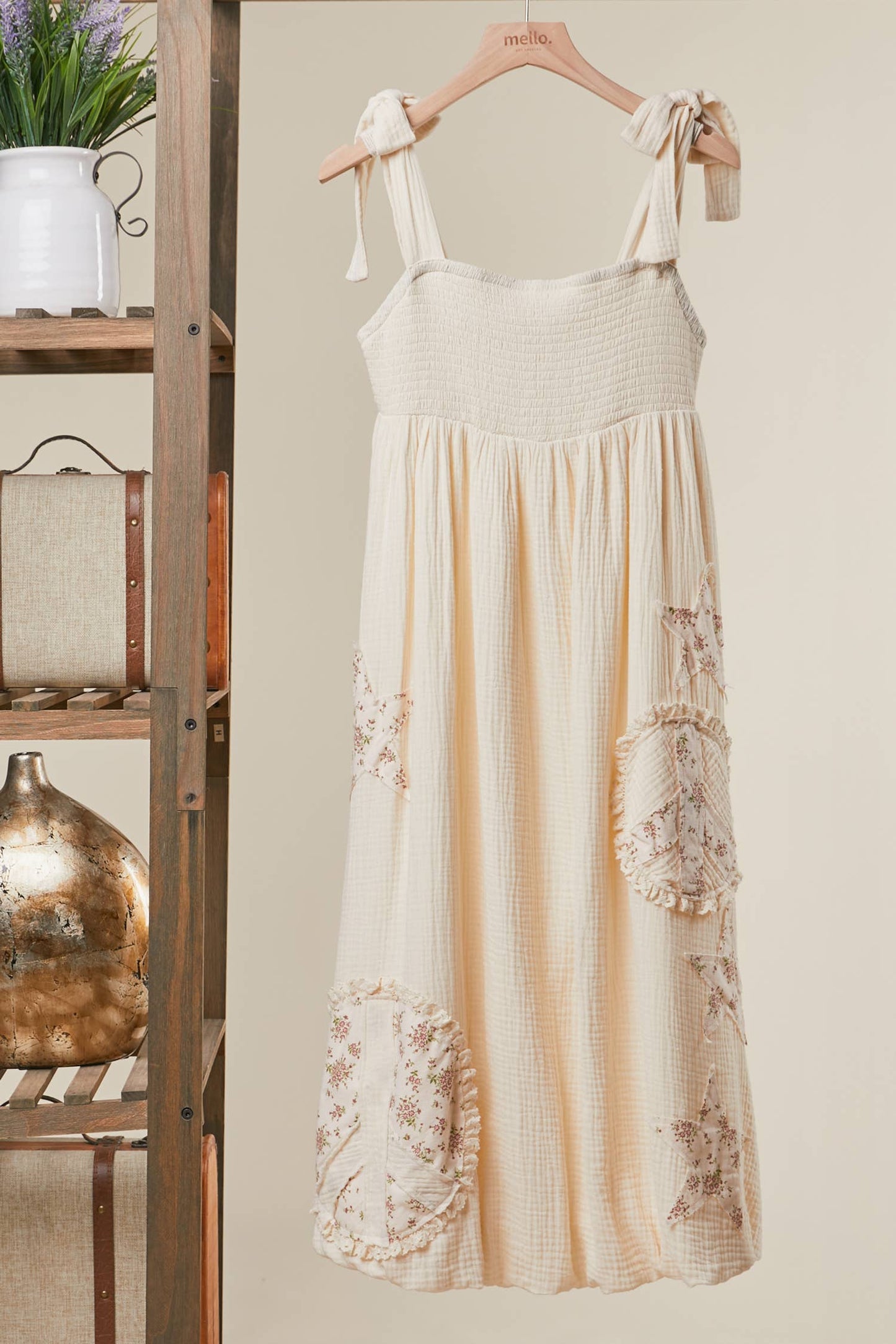 Peace & Love Patchwork Ruffled Maxi