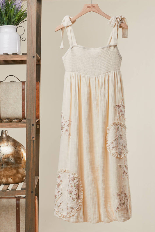 Peace & Love Patchwork Ruffled Maxi