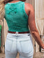 Summer Solid Slim Ribbed Mineral Wash Tank Top