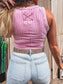 Summer Solid Slim Ribbed Mineral Wash Tank Top