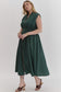 Plus Size Hunter Green V Neck Zipper Midi Dress