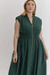 Plus Size Hunter Green V Neck Zipper Midi Dress