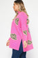 Plus Size Cowboy Hat Mock Long Sleeve Sweater - Pink