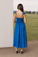 Denim Smocked Ruffle Strap Midi