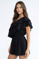 Ruffle Cold Shoulder Romper