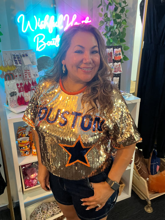 Houston Sequin Crop - Gold