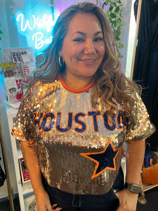 Houston Sequin Crop - Gold