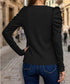 Black Long Sleeve Womens Crew Neck Top