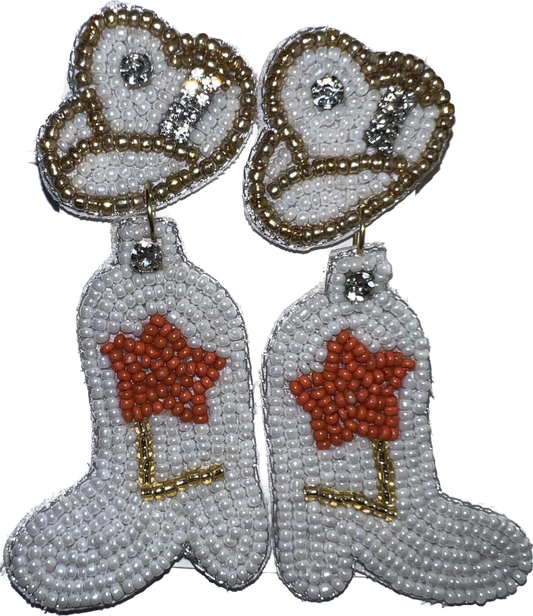 Cowgirl Boot Beaded Earrings