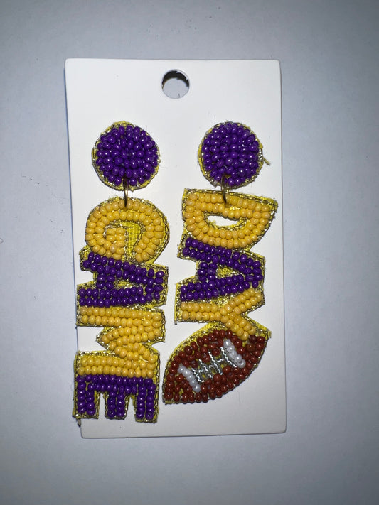 Game Day Yellow & Purple Earrings