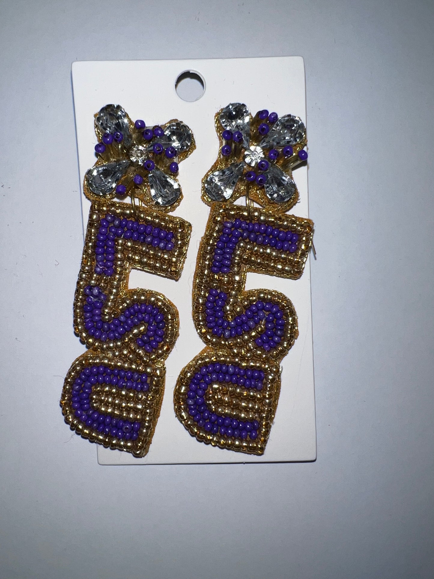 LSU Beaded Earrings