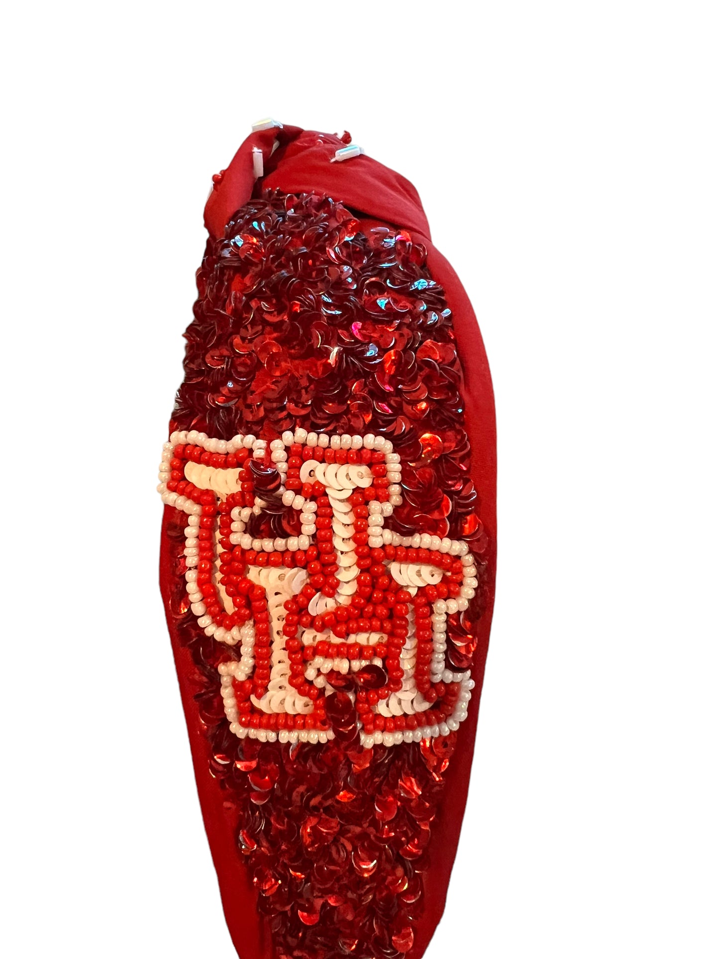 U of H Red Sequin Knotted Headband no