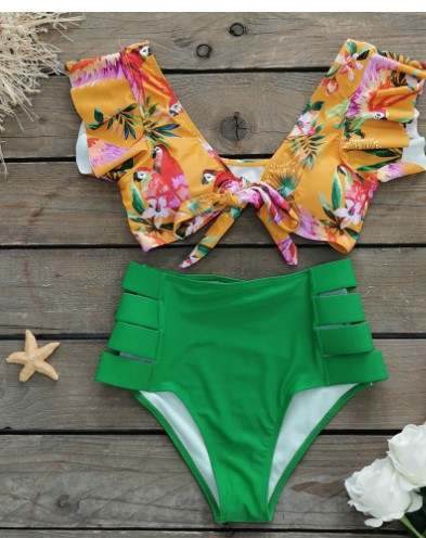 Ruffle Hem Highwaist Bikini Set