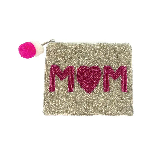 Mom Beaded Coin Purse